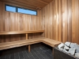 Intérieur d'un sauna en bois